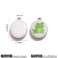 Stainless Steel Frog Enamel Pendant Cute Cartoon DIY Charm for Necklace Bracelet - White Base Frog Oval / Set of 3 / Steel
