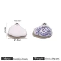 Stainless steel enamel cloud pendant variant with blue wave pattern, DIY jewelry making accessory - Pendant Only / Steel Tone Bezel Chinese Style Line Wave Print Cloud Enamel Pendant