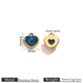Stainless steel blue crystal heart pendant DIY jewelry accessory charm, 8x8.8mm size. - Sapphire Blue