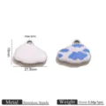 Stainless steel enamel cloud charm pendant for DIY necklace bracelet making accessories - Pendant Only / Steel Tone Bezel Little White Cloud Cartoon Enamel Pendant