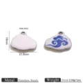 Stainless steel blue enamel cloud charm pendant for DIY handmade jewelry making bracelets. - Pendant Only / Steel Tone Bezel Traditional Chinese Auspicious Cloud Enamel Pendant