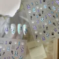Cute 3D cat nail stickers set with adhesive decals, cat claw and fish bone designs for DIY nails. - Cartoon Cat Fish Bone Style (CO-589)