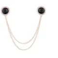 Nahaufnahme Detail von doppelseitigem Strass schwarzem Edelstein Anzug Kette Brosche. - Schwarze Edelstein (Goldene Basis)