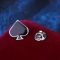 Black spade metal lapel pin badge poker series clothing accessory unisex stylish jewelry item. - Spades (Silver Base)