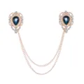 Vintage Kristall Kragen Nadel Kette Hemd Brosche für Herren Damen elegante Schmuck - Pfauenblauer Saphir (Goldene Basis)