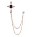 Vintage Roségold Kreuz Quaste Kette Brosche Punk Stil Anzug Reversnadel Herren Mode Zubehör - Schwarze Oberfläche (Goldene Basis)