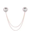 Roségold Doppel Strass Kette Kragennadel Brosche Mode Pullover Schal Clip Zubehör - Weiße Edelstein (Goldene Basis)