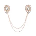 Roségold Kristall Kragenkette Vintage Strass Hemd Brosche Pin für Damen und Herren. - Weißer Saphir (Goldene Basis)