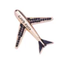 Chrysi karfitsa aeroplanou me mavra strass kai ti grafi GOOD LUCK gia koustoumi. - Μαύρο Στρας (Χρυσή Βάση)