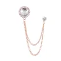 Elegante Roségold Doppelkette Strass Brosche Kristall Anzug Revers Nadel Modeschmuck - Weißer Saphir (Goldene Basis)