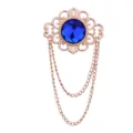Vintage königliche Stil blaue Edelstein Brosche mit Roségold Filigran und Doppelkette. - Saphirblauer Edelstein (Goldene Basis)
