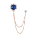 Herren Strass Kette Brosche blauer Kristall Anzug Reversnadel elegante Mode Accessoire - Saphir (Goldene Basis)