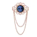 Vintage Hofstil Roségold Brosche mit dunkelblauem Kristall Edelstein und Metall Quasten Kette. - Tintenblau (Goldbasis)