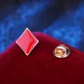 Red diamond poker suit brooch pin, Harajuku style metal enamel badge for clothes, chic lapel pin accessory. - Diamond Shape / Diamonds (Gold Base)