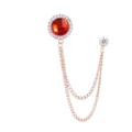 Roségold Runde Rote Kristall Strass Quaste Kette Reversnadel Anzug Brosche Zubehör - Roter Edelstein (Goldbasis)