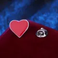 Red heart metal enamel lapel pin brooch badge jewelry accessory design style variant - Hearts (Silver Base)