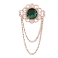 Vintage Brosche mit smaragdgrünem Stein und Ketten, elegante Hofstil Anstecknadel für Anzug. - Grüner Edelstein (Goldbasis)