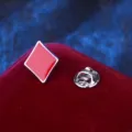 Red diamond suit poker metal brooch lapel pin badge fashion accessories for women and men. - Square Piece (Silver Base)