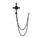 Herren Vintage Punk Kreuz Quaste Kette Brosche Anzug Reversnadel Gothic Modeschmuck - Schwarze Fläche (Schwarze Basis)