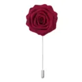 Broche rose en tissu bourgogne, elegante boutonniere de mariage pour costume de fete formelle - Bordeaux