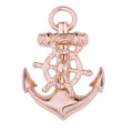 Rose gold anchor and ship wheel brooch, rotatable design, stylish navy academy lapel pin. - All Gold