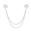 Classic double pearl collar chain brooch, stylish suit shirt clip and tassel jewelry for daily wear. - White Pearl Style / White (Silver Base)