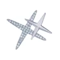 Silber Strass Kreuz Stern Brosche Pin für Herren Damen Mode Mantel Kragen Dekor - Silber