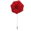 Broche fleur de rose en tissu rouge pour costume de marié de mariage accessoire épingle en métal - Rouge