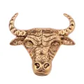 Broche de cabeza de toro dorada vintage, insignia de animal punk para hombre, joyería retro. - Oro antiguo