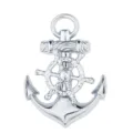 Silver rotating helm anchor brooch classic navy college style metal pin for men suit - All Silver