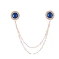 Exquisite rhinestone collar chain alloy shirt brooch pins double layer fashion jewelry accessory - Sapphire (Gold Base)