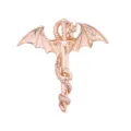 Retro rose gold dragon sword brooch pin, fantasy winged badge lapel accessory for men fashion. - Gold