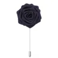 Broche fleur de rose en tissu denim bleu marine épingle en métal accessoire de costume - Noir