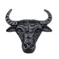 Vintage Punk Broche De Cabeza De Toro Hombre Retro Metal Negro Insignia Joyería - Gris metalizado