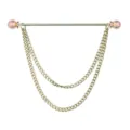 Frans hemd kraag dubbele ketting metaal kraag pin mannen pak accessoire hoofdfoto - Goud (met ketting)