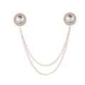 Elegant rose gold double chain collar pin with crystal rhinestones for men and women shirts. - White Sapphire (Gold Base)