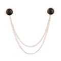 Elegant shirt collar chain with black faceted gemstone and double rose gold chains for women. - Black Gemstone (Gold Base)