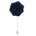 Boutonniere Rose en Tissu Bleu Fonce Epingle de Revers Costume de Mariage Fleur Accessoire - Bleu marine