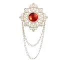 Spilla Vintage con Strass Gemma Gioiello Uomo Abito Catena Nappa Elegante Accessorio - Strass Rosso (Base Oro)