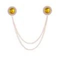 Exquisite double-ended shirt collar chain with yellow crystal and sparkling rhinestones. - Yellow Gem (Gold Base)