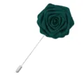 Broche fleur rose en tissu vert foncé boutonnière pour costume homme mariage et cérémonie. - Vert Foncé