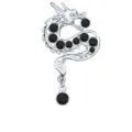 Silver dragon brooch for men, stylish black rhinestone animal lapel pin and suit accessory - Black Rhinestone (Silver Base)