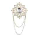 Vintage goudkleurige kristallen broche met hangende kettingen pak accessoire voor heren - Wit Strass (Goud Basis)