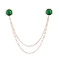 Elegant green crystal collar chain double layer metal brooch shirt collar accessory variant. - Emerald Green (Gold Base)