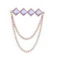 Herren Roségold geometrische quadratische Kristall Strass Quaste Kette Brosche Schmuck - Weißer Saphir (Goldene Basis)
