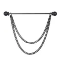 Zwarte metalen overhemdkraag speld met dubbele kettingen heren formele accessoire stijl. - Gunmetal zwart (met ketting)