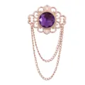 Vintage retro Hofstil groesse lila Edelstein Brosche mit doppelter Kette fuer Damen und Herren - Violetter Edelstein (Goldene Basis)