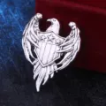 Vintage eagle shield brooch pin, detailed metal badge for men and clothing accessories. - Antique Silver
