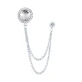 Silberfarbene Doppelkette Strass Brosche Nadel für Herren Anzug elegante Accessoires - Weißer Edelstein (Silberbasis)
