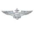 US military aviation metal badge pilot wings anchor brooch pin uniform accessory - Silver